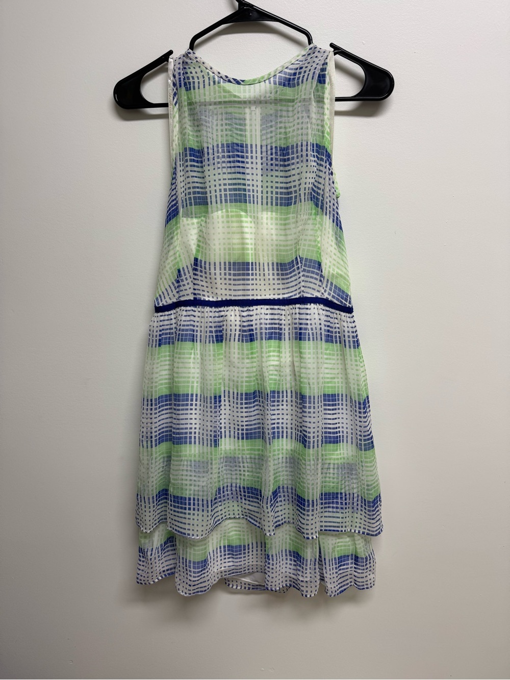 Shoshanna Striped Mesh Mini Dress in Blue and Lime